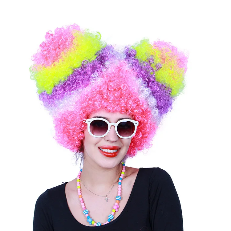 Парик для Хэллоуина с большими цветными волнами 20 шт.|wig pink|wig wigwig black white |