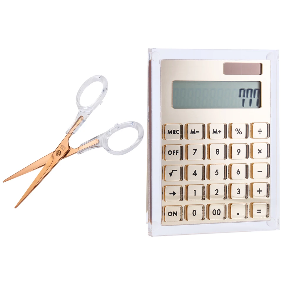 

Acrylic Gold stationery series ) scissors 1) Acrylic solar energy Calculator 1