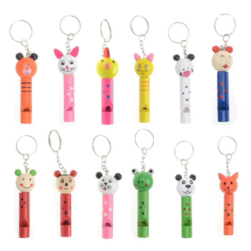 

Lovely Wooden Small Animal Whistle Key Toy For Children Birthday Gift Color Random