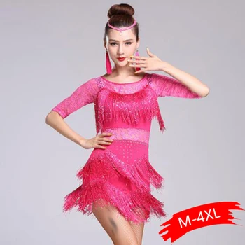 

Red Latin Dance Costumes Women Salsa Dancewear Dance Costume Dresses Ballroom Competition Dresses Tango Adult Fringe Sequin
