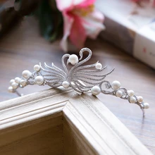 Zircon Swan Tiara Bride Crown Headband Wedding Hair Accessories Diadem Jewelry Tiaras And Crowns Bijoux Cheveux Coroa WIGO0854
