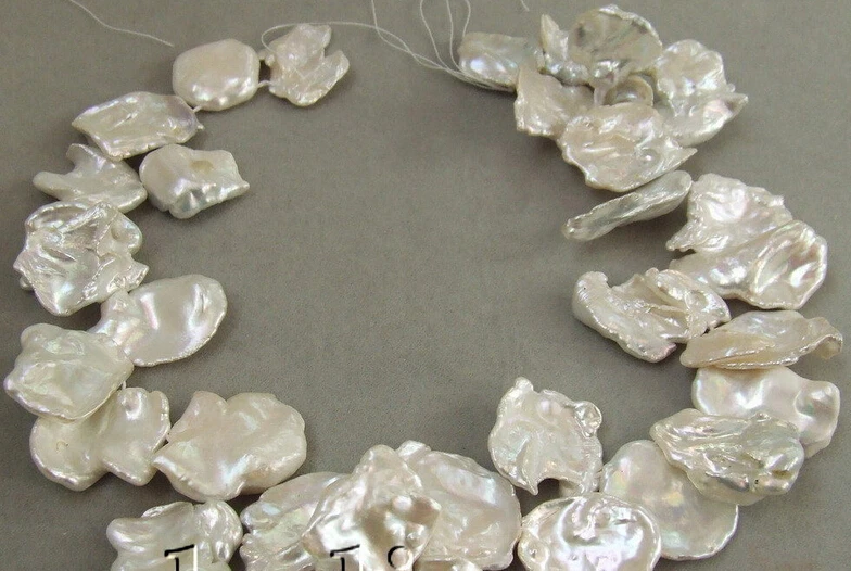 

shitou 00475 15x25MM-23x26MM White Keshi Pearl Beads 16