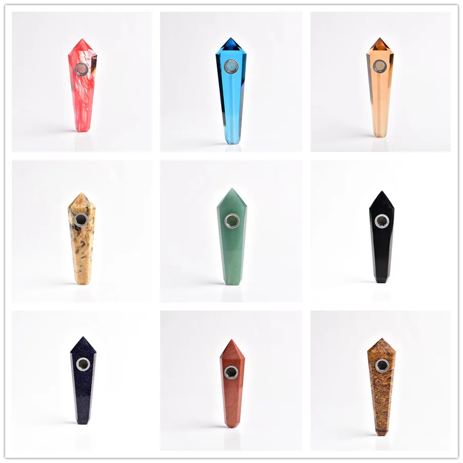 Koop Drop verzending groothandel Natuurlijke Quartz Clear crystal pijp roken pijp point wand met logo