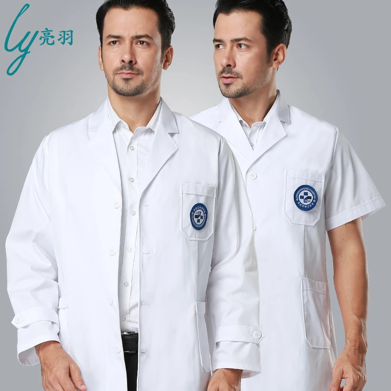 New arrival hospital clinic white medical clothing for man long sleeve