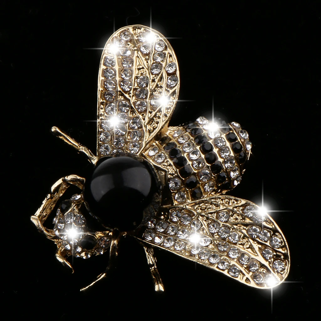 Handmade Pearl Rhinestone Honeybee Brooch Insect Lapel Pin Boutonniere Pendant Lapel Scarf Pin