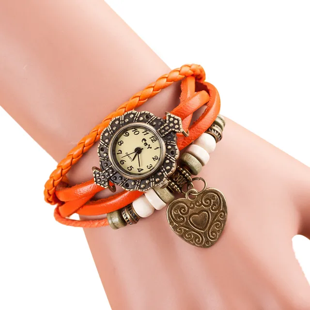 Women Watches Heart Pendant Leather Bracelet Watch Women Dress Vintage Quartz An Women Watches Heart Pendant Leather Bracelet Watch Women Dress Vintage Quartz An