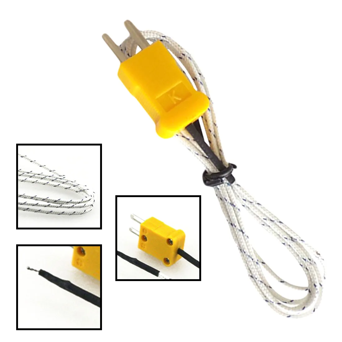 

92cm Cable K Type Thermocouple Temperature Measuring Probe Sensor White