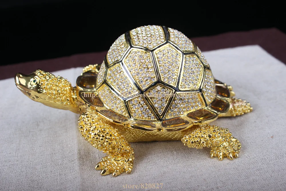 Mini Size Turtoise Turtle BEJEWELED RHINESTONE CRYSTAL JEWELRY TRINKET BOX vintage turtle