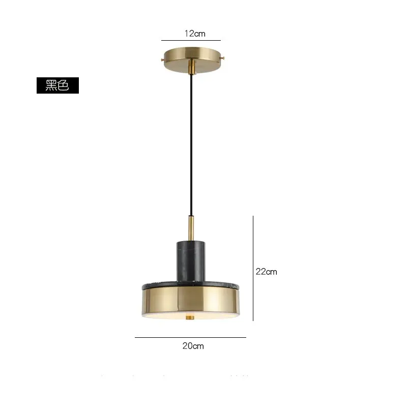 Современная Подвесная лампа, скандинавский мрамор, светодиодный подвесной светильник, столовая, гостиная, спальня, прикроватная лампа, декоративный Домашний Светильник, фиксаторы - Цвет корпуса: black