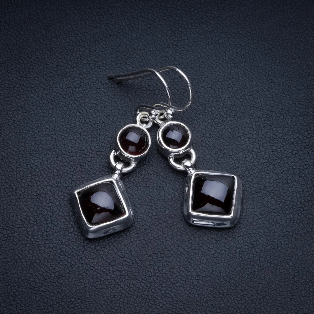 

Natural Amethyst Bohemian 925 Sterling Silver Drop Earrings 1 1/2" R2086