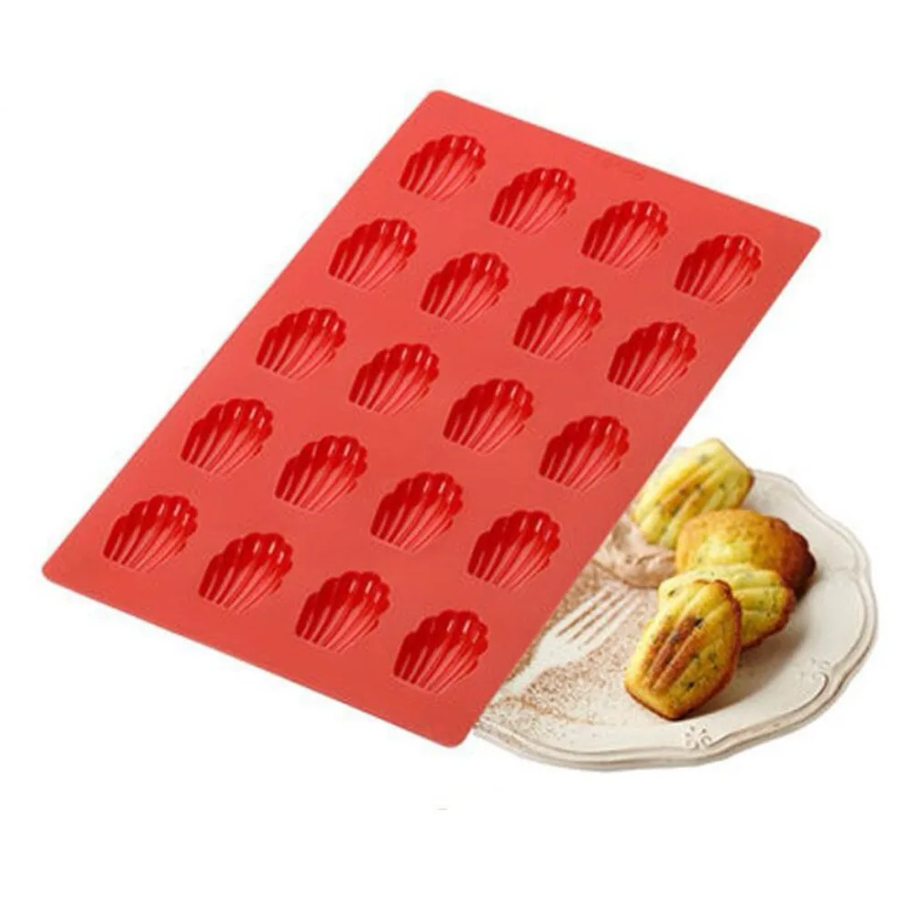 

20 Cavity DIY Red Shell Madeleine Silicone Molds Cookie Cutter for Baking