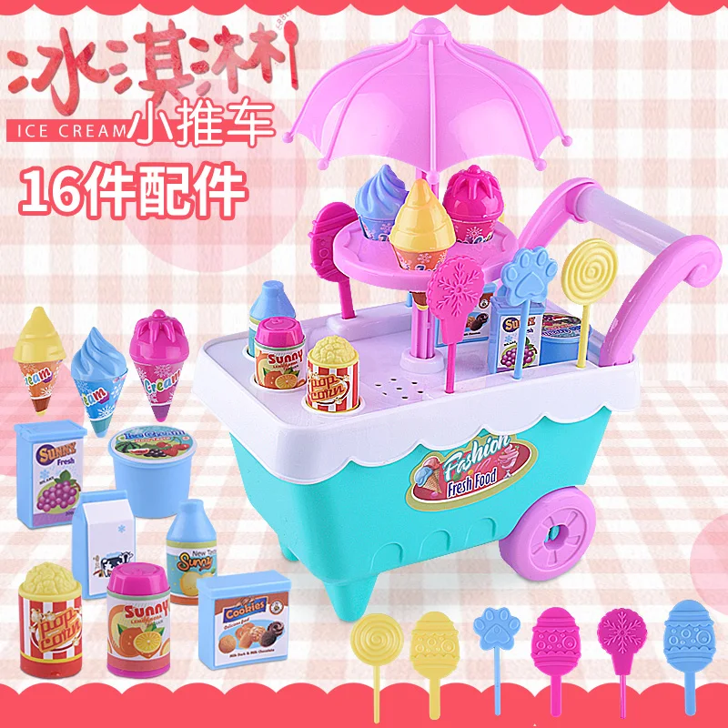 Ice Cream Carts Pretend Play Kitchen Toy Assemble Show Car DIY Toys for