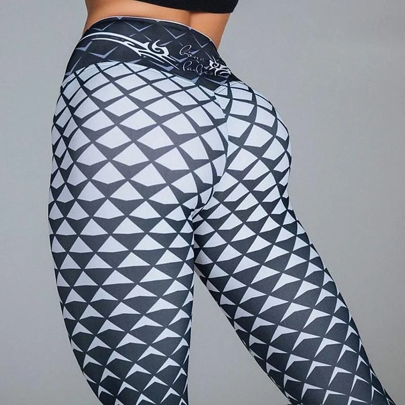

NORMOV Fashion Diamond Leggings Women High Waist Ankle Length Jeggings Casual Push Up Workout Plaid Leggings Fitness Feminina