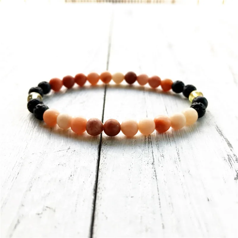 

6MM Matte Pink Aventurine Lava Stone Bracelet Yoga Mala Beads Jewelry Natural Stone Bracelet 2019 Summer new style Jewelry