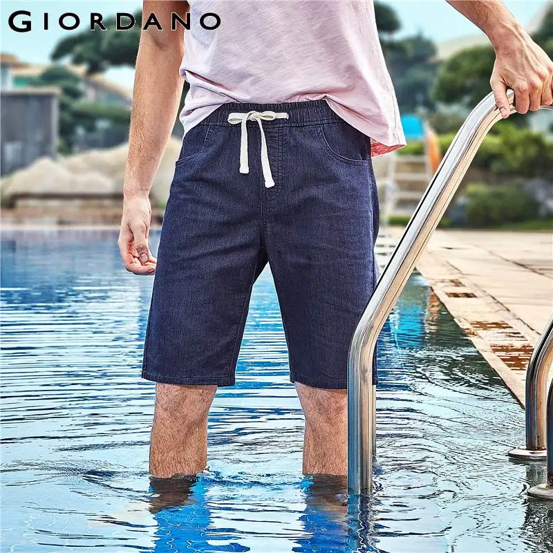 Шорты Giordano мужские летние тонкие с эластичной талией и завязками|Джинсы| |