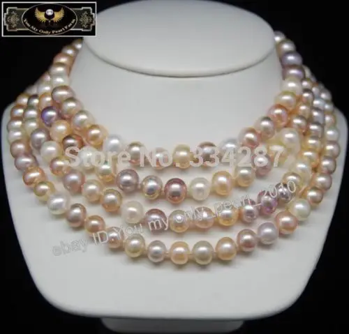 

Charming 8-9mm AA+multi-colored pearl necklaces 80
