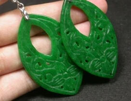 

FREE SHIPPING>>> wb001 925 Sterling Silver Jade Lotus Flower Teardrop Earring Earrings Dangle