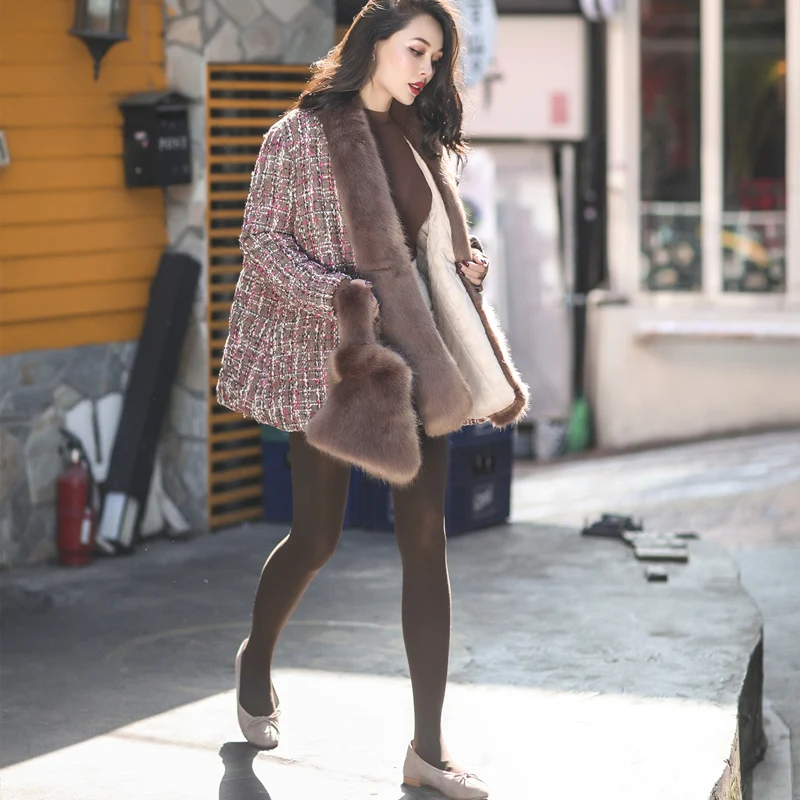 le palais vintage 2018W Luxury Fox Fur Tweeds Wool Coat Women Thicken Warm Fabric Fur Collar Adjustable Belt A-line Coat le palais vintage 2018W Luxury Fox Fur Tweeds Wool Coat Women Thicken Warm Fabric Fur Collar Adjustable Belt A-line Coat