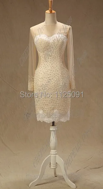На заказ размер реальные фотографии платье с блестками Марьям Платье До Колена полный жемчуг разделяемые вечерние платья