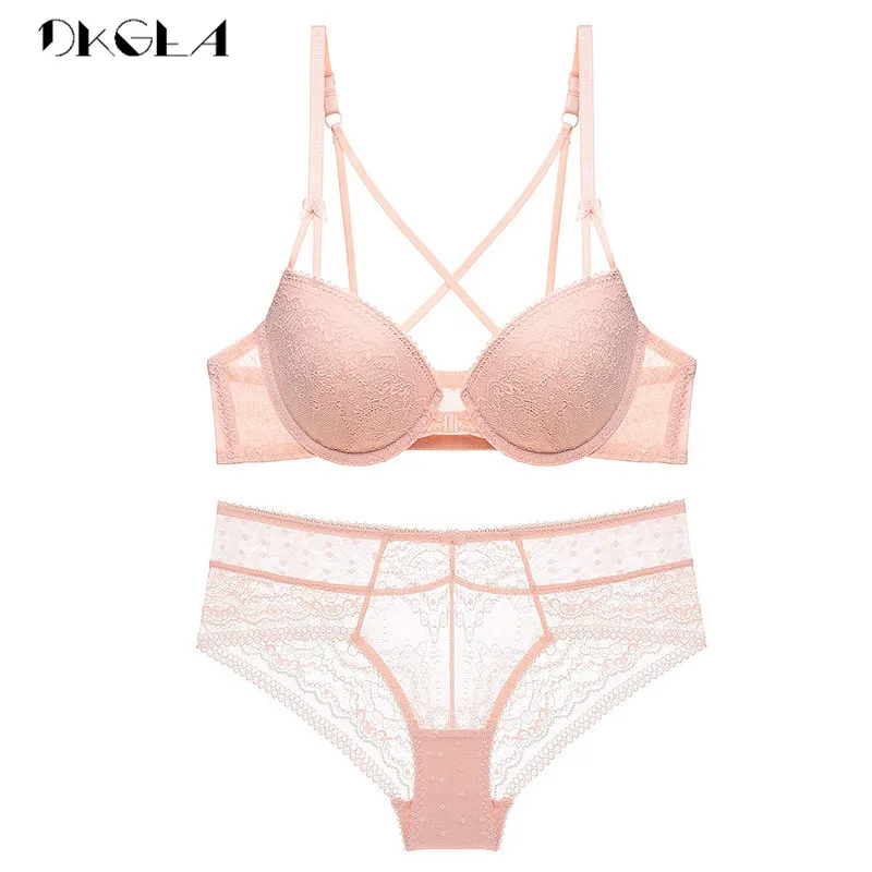 Koop Voorsluiting Beha Slipje Sets Kant Borduurwerk Vrouwen Lingerie Set Verzamelen Brasserie Zwarte Dikke Push Up Bh Sexy Ondergoed Set