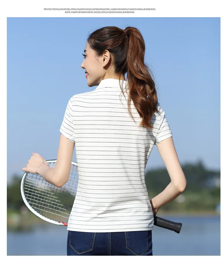 ZYFPGS Новые Летние повседневные женские поло полосатые тонкие модные футболки с коротким рукавом женские Поло большие размеры 5XL L0521