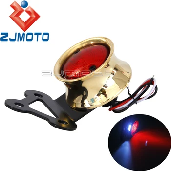 

Motorcycle Old School Taillight Brake License Light Brass Rear Stop Lamp For Harley Cafe Racer Bobber Chopper Cruiser Custom