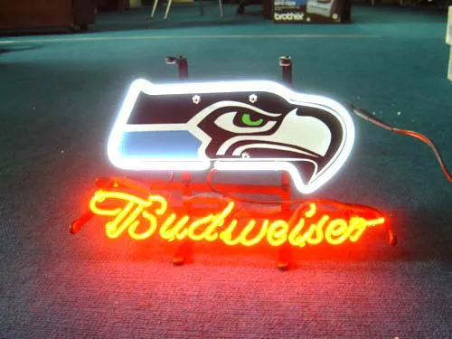 

Custom Business NEON SIGN board For SEATTLE SEAHAWKS FOOTBALL REAL GLASS Tube BEER BAR PUB Club Shop Light Signs 17*14