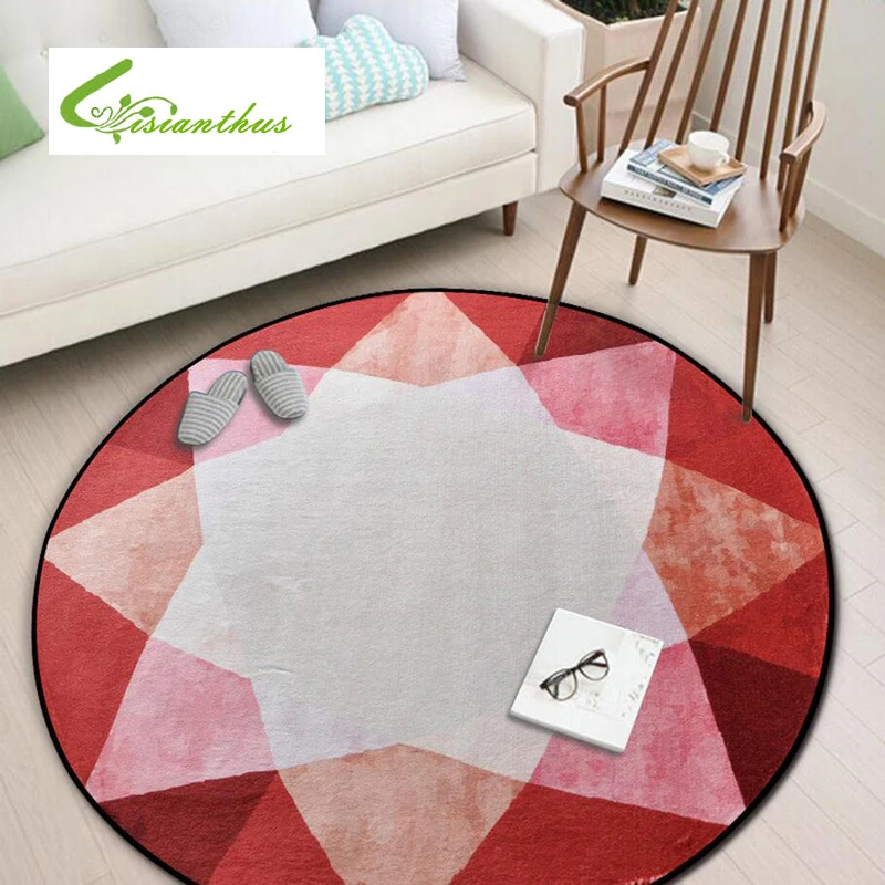 Buytoi Buy Round Rug Carpet Geometric Print Carpets Anti Slip