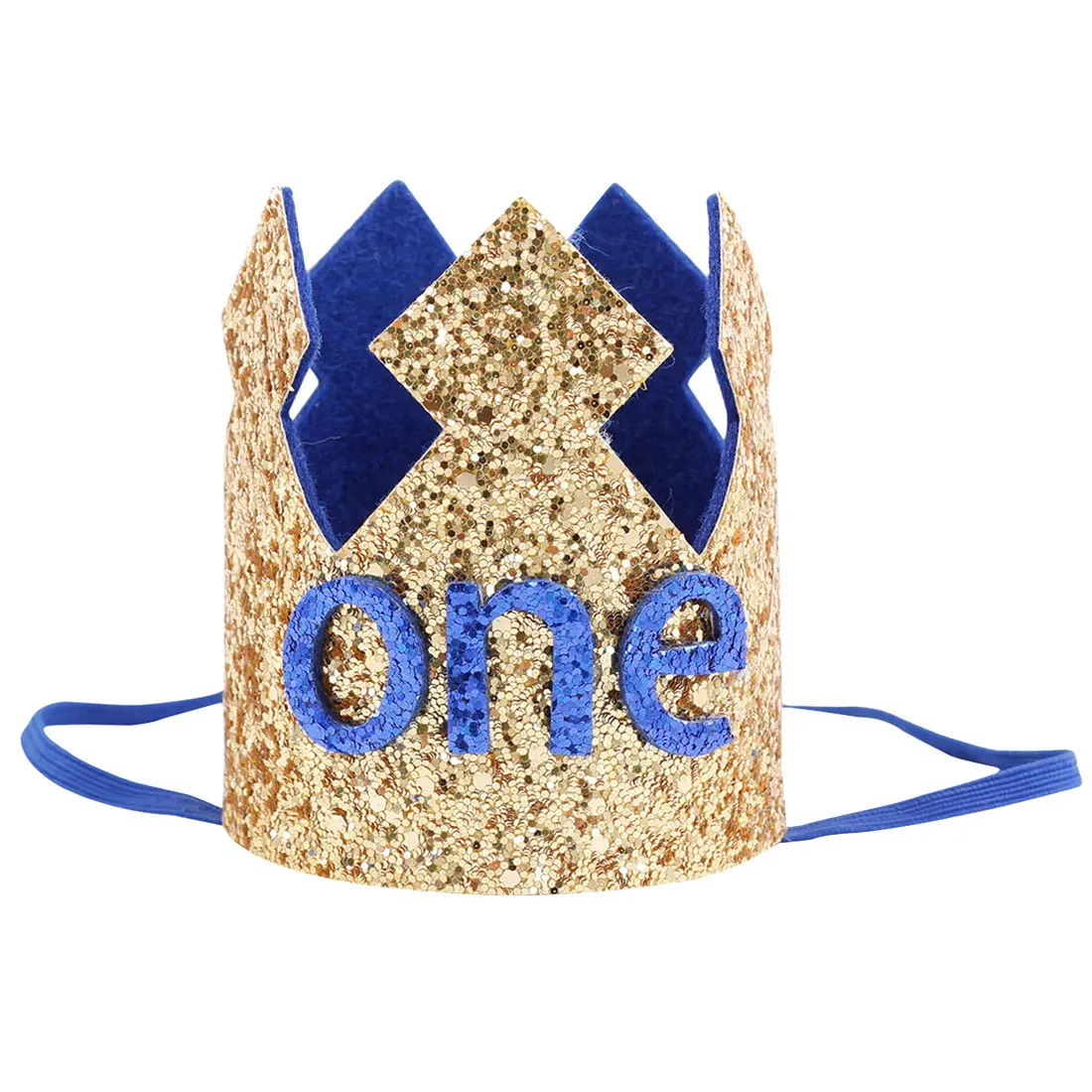 Праздничные, вечерние, на первый день рождения, блестящие шляпы для мальчиков и девочек, золотая, розовая корона для принцессы, Детские вечерние принадлежности, аксессуары - Цвет: blue one