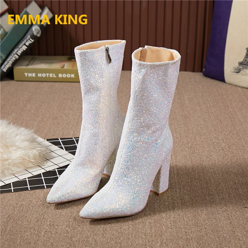 bling heel boots