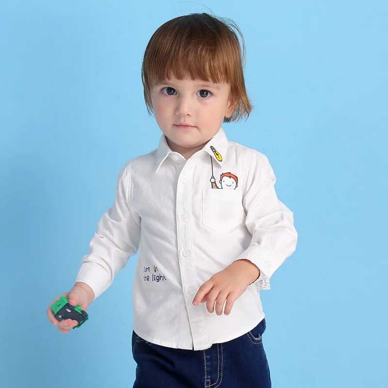 

Boys Cotton Shirts Long Sleeves White Shirt for Girls Striped Children Shirt for Kids Fashion Shirts Turn-Down Collar Clothing