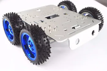 

C200 Silver metal 4WD car chassis,85mm wheel,UNO R3,robot arm install interface,motor Speed encoder,For toy car DIY,RC