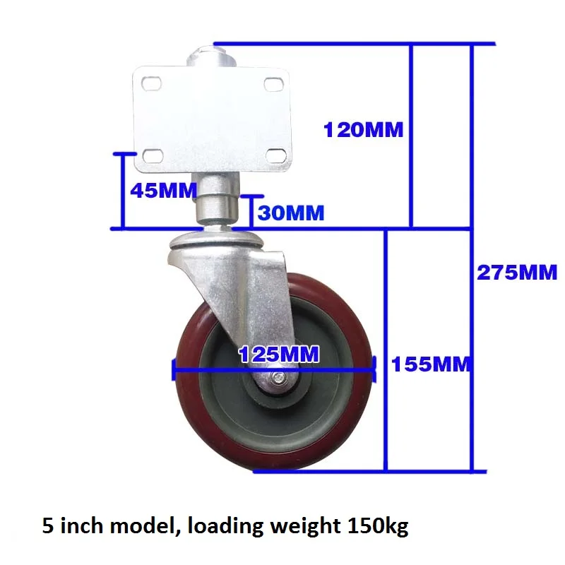 5 Inch Model Spring Loaded Gate Door Caster Swivel Wheel For 150kg Swing Gate Door