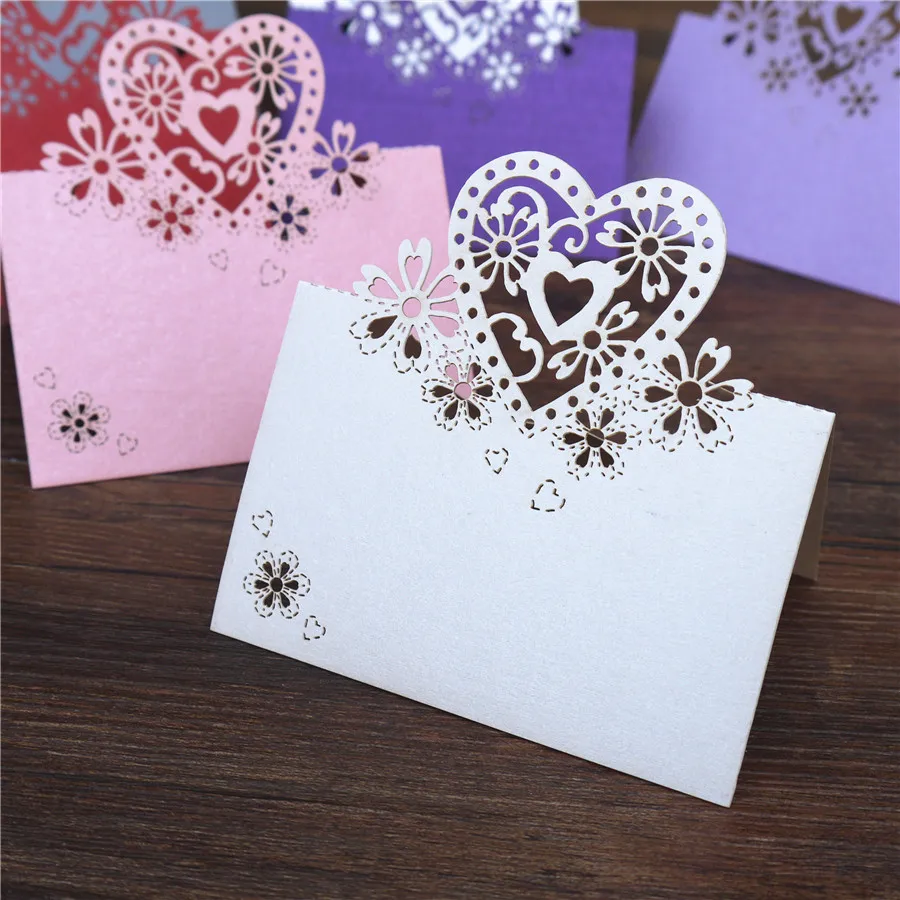 100pcs romantic love heart laser cut wedding party table