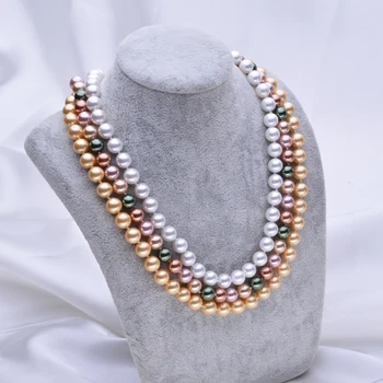 

Eternal wedding Women Gift word 925 Sterling real Natural deep-sea gift mother of pearl pearl necklace round micro light