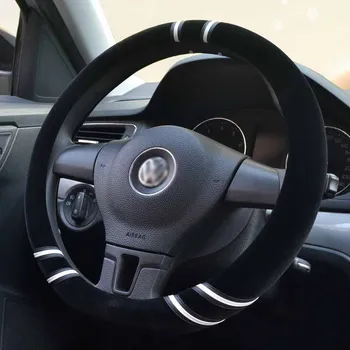 

Soft Short Plush Steering Wheel Cover Universal Warm Handlebar on the Steering Sport Stitching style for 35/36/37/38/39/40 cm