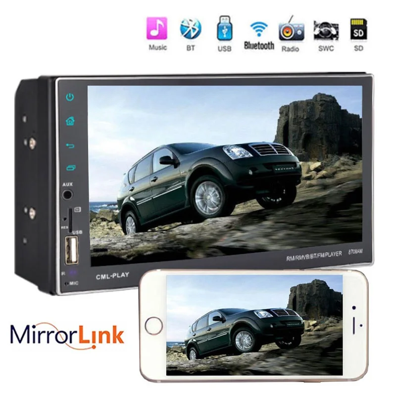 

MP5 AUX Audio Input FM 7 Inch Touch Screen Car Radio HD Wireless 2DIN Bluetooth GPS Android Navigation Support USB U Disk Stereo