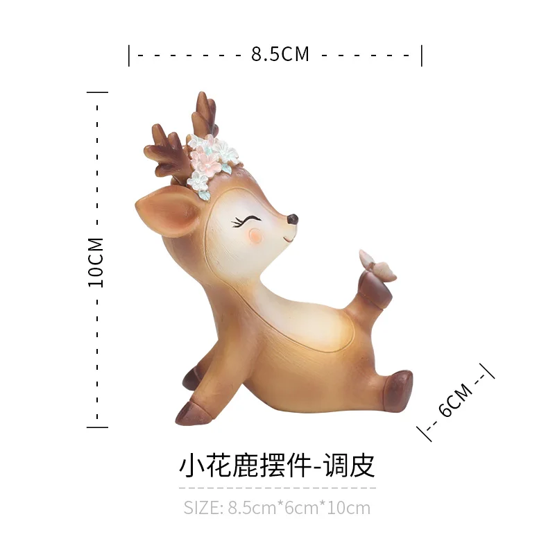 4 Piece Nordic style deer figurines desktop decoration cute cartoon animal sika deer decor gifts for birthday Valentine's Day YXYT (5)