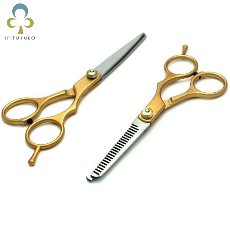 

Gold color 6inch Cutting Thinning Hairdressing scissors Beauty Salon Styling Tools Professional Hairdressing Scissors LYQ