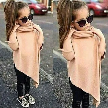 

Kids Girls Fashion Pullovers Europe and America Fille Sweater Spring Autumn Infants High-necked Clothes Khaki Baby 12M-11T