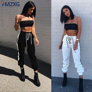 

2018 Spring Cargo Pencil Pants Women High Waist Harem Pants Casual Cotton Long Joga Trousers Pantalon Militaire Femme Sweatpants