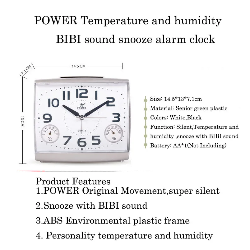 Персональный цифровой будильник с температурой и влажностью, Повтор движения, будильники, современный таймер, бесшумные настольные часы без батареи