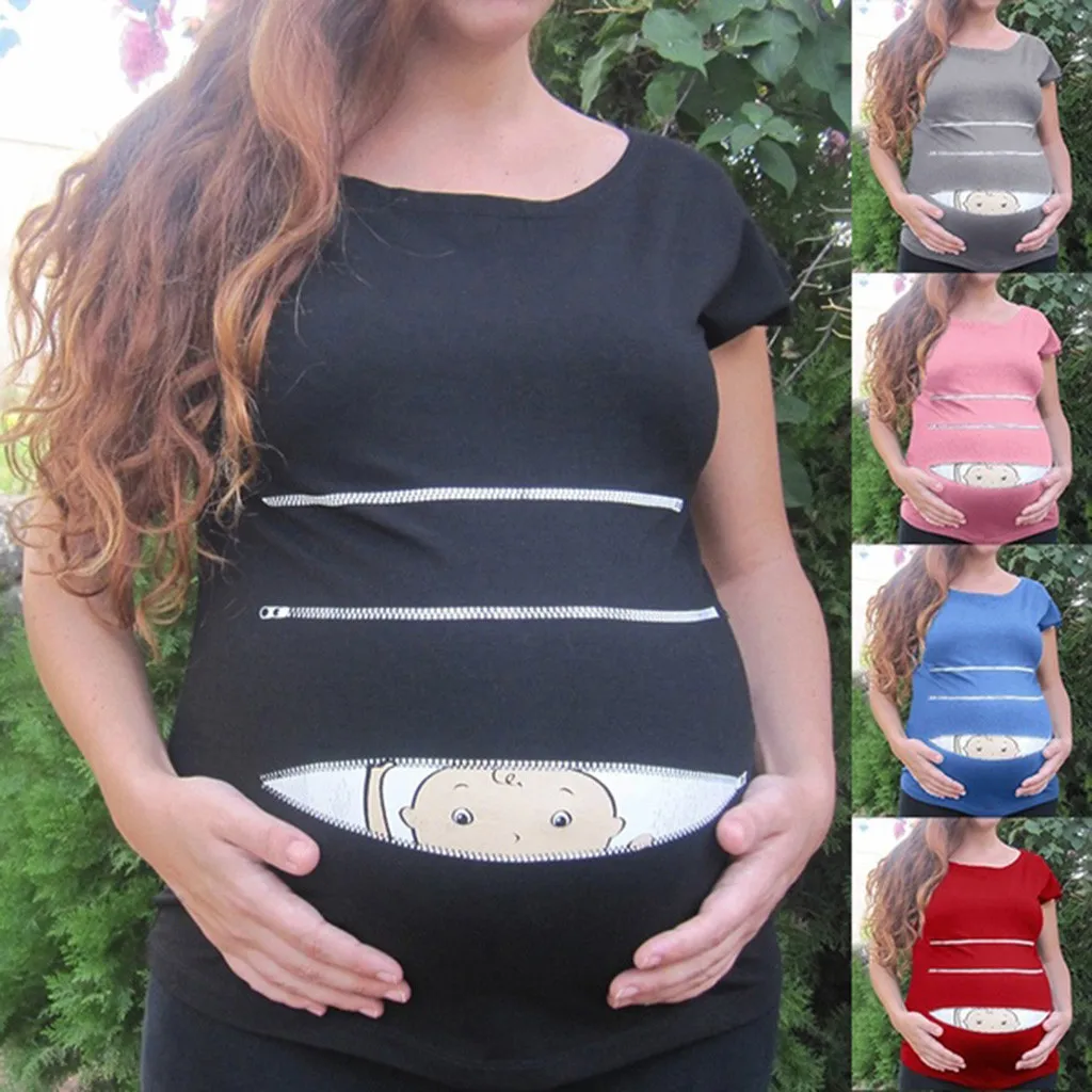 

2019 womens pregnancy clothing ropa de mujer Nursing Maternity Cute Baby Pattern Print Short Sleeve Casual T-shirt Pregnant Tops