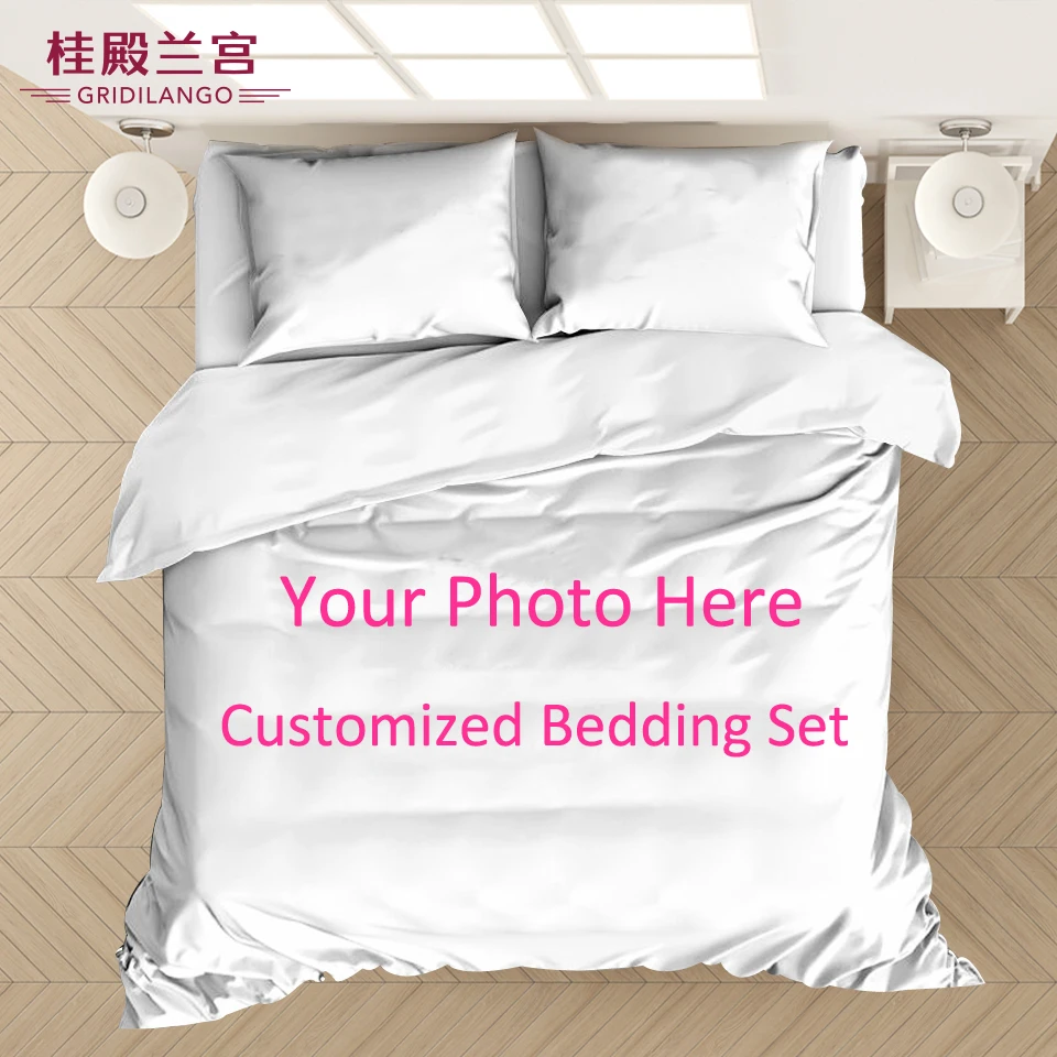 

GRIDILANGO Dropshipping Print on Demand Bedding Set Photo Logo Color Customized Design Duvet Cover Custom Made DIY Bedclothes