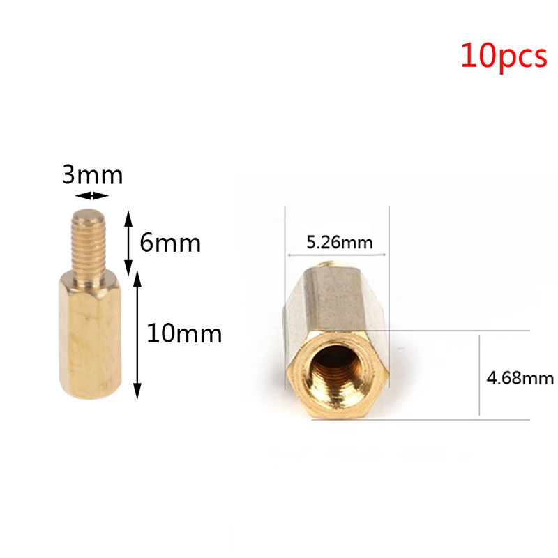 10 шт./лот латунь медь M3 Шестигранная стойка противостояние ПОДДЕРЖКА РАСПОРНАЯ стойка печатной платы Мужской-Женский разделитель/женский разделитель - Цвет: N4