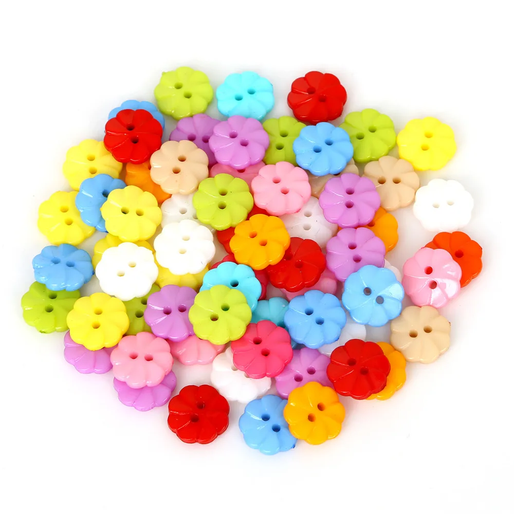 50pcs 13mm Flower Shaped Resin Buttons Sewing Buttons Scrapbooking