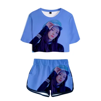 

ITZY YUNA RYUJIN CHAERYEONG LIA YEJI 3D printing T-shirt + shorts suit cotton T-shirt short-sleeved women's suit casual sports