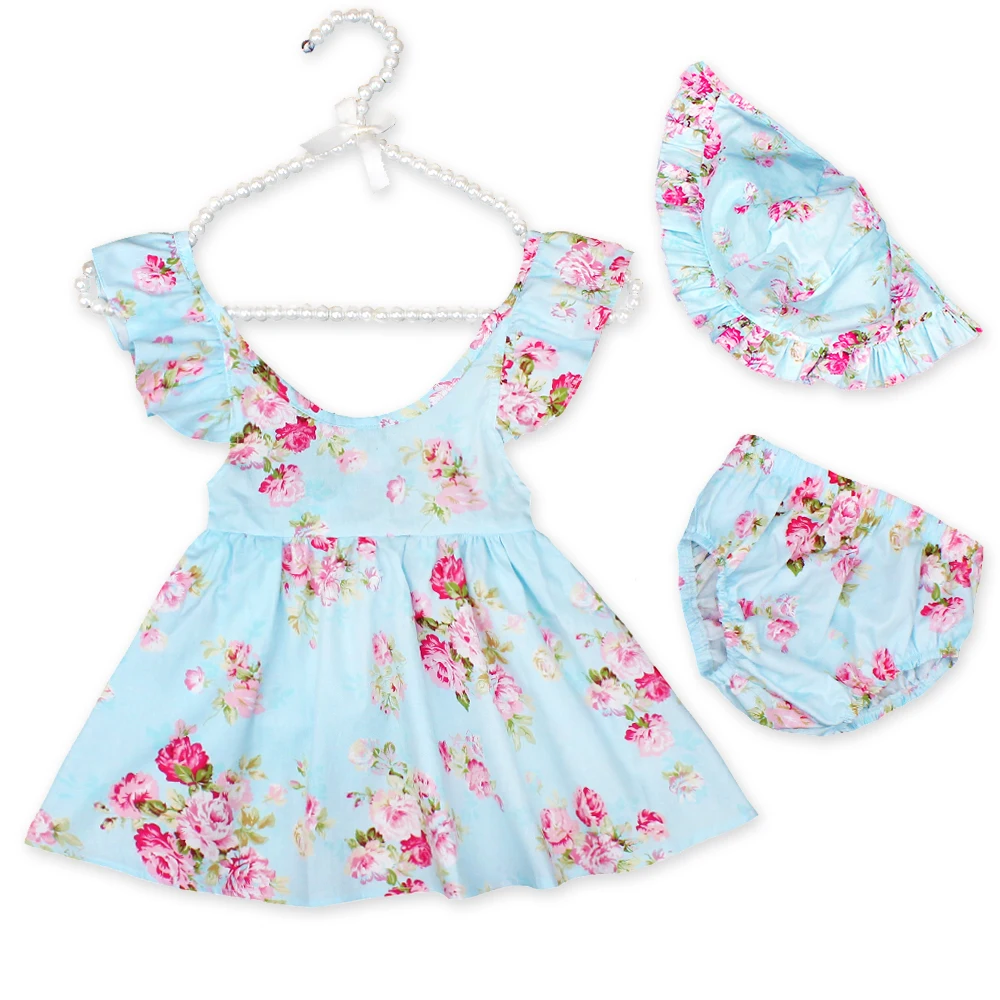 New baby clothing set toddler girls sleeveless ruffle dresses tutu dress for girls baby clothing set shorts matched hat 1-4yrs girls ruffle plain shorts