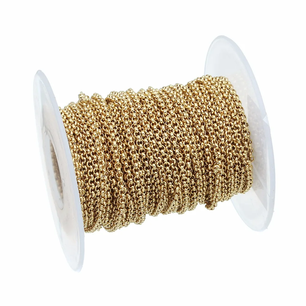 

LOULEUR 10 Yard/Roll Width 2mm Gold Color O Open Link Chain Stainless Steel Necklace Chains Bulk For Bracelet Jewelry Making