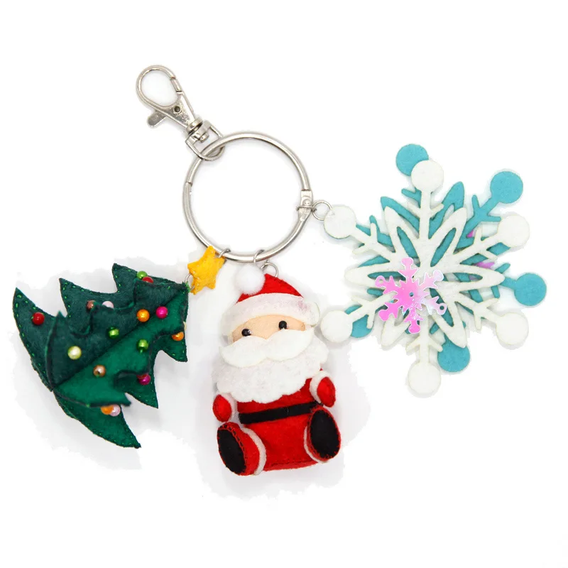 

Handmade Christmas Style Key Chains DIY Sewing Women Key Pendant Child's Manual Work Felt DIY Material Package Size 18X13CM